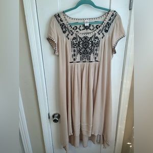 Bila x Free People NWT Embroidered High Low Cream Gauze Sun Dress (Lg)